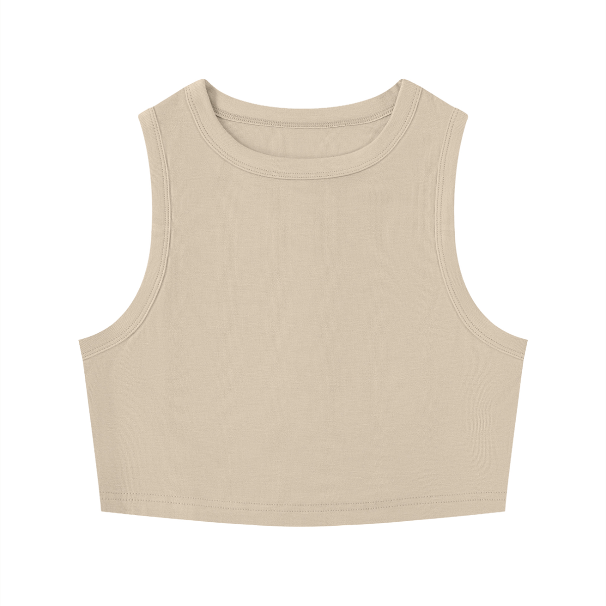 Beige cotton top tank tops, sleeveless crop front view
